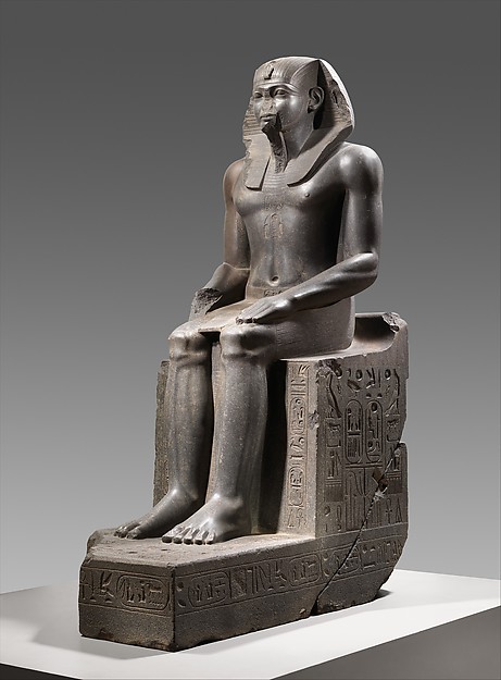 Seated statue of Amenemhat II, Berlin 7264, ca. 1919–1885 B.C. Egyptian, Middle Kingdom granodiorite; Height: 126 in. (320 cm) The Metropolitan Museum of Art, New York, Berlin Aegyptisches Museum Inv 7264 (L.2011.42) http://www.metmuseum.org/Collections/search-the-collections/590699