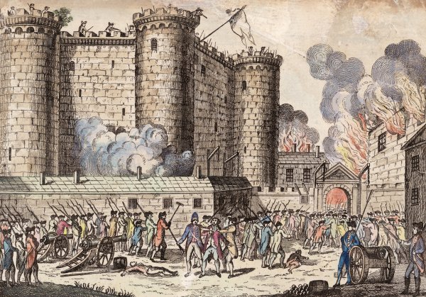 Citizens of Paris, headed by the National Guards, storm the Bastille prison in an event which has come to be seen as the start of the French Revolution, 14th July 1789. (Photo by Hulton Archive/Getty Images)