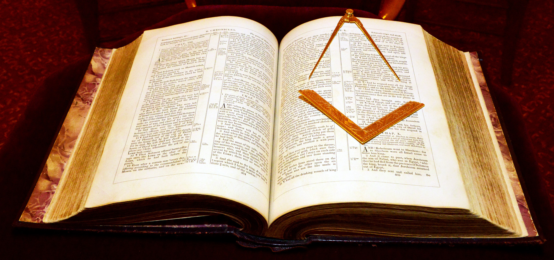 The Masonic Square and Compass on the Bible 